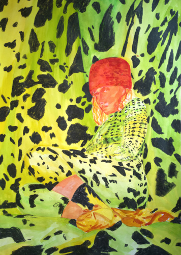 Hannah Tilson, Pattern Portrait 1, 2020, watercolour and pastel on paper, 97 x 69cm